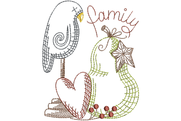 A Seasonal Review of Primitive Crow and Pear Family Embroidery