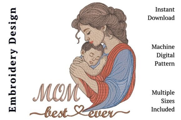 A Tender Machine Embroidery Design for Moms