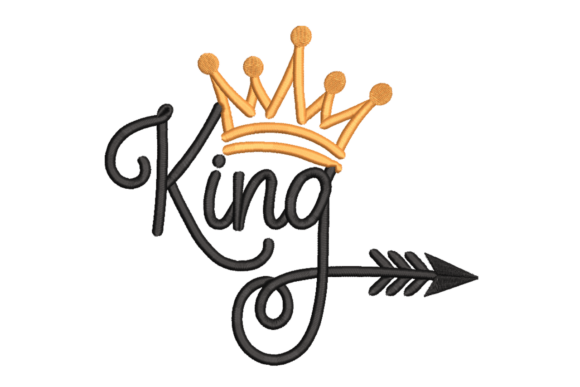 King Crown Script: A Royal Embroidered Design